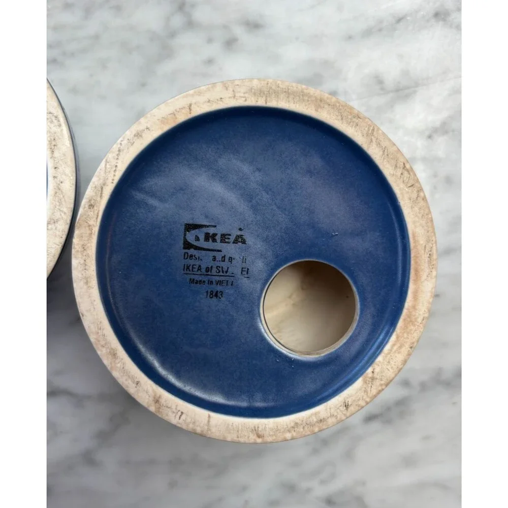 Vintage IKEA Blue Ceramic Tealight Candle Holder 18431 2003 Modern Home Decor